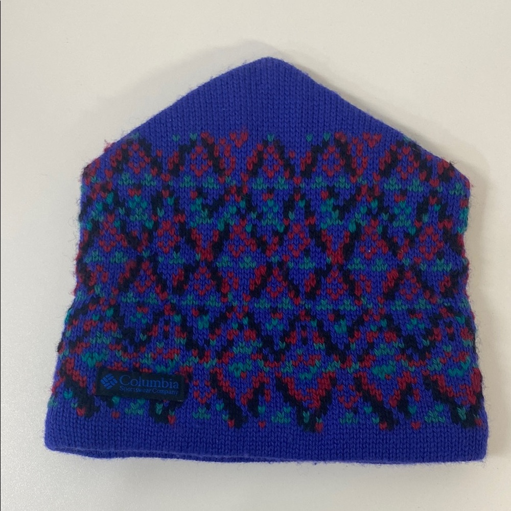 Columbia One Size Wool‎ Blue Patterned Beanie